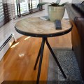 F03. Small wooden top side table. 26.5"h x 20"w 